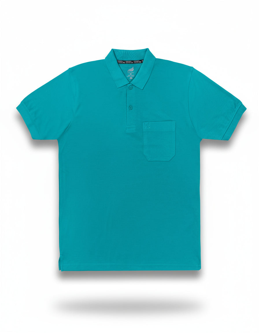 Mens Polo T-Shirts Pure Cotton Light Blue